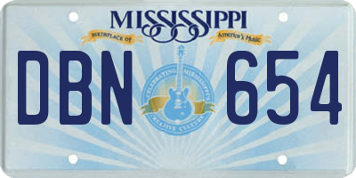 MS license plate DBN654