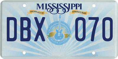 MS license plate DBX070