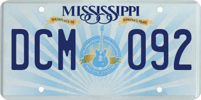 MS license plate DCM092