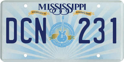 MS license plate DCN231