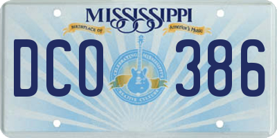 MS license plate DCO386