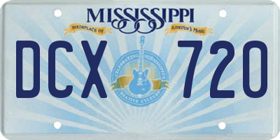 MS license plate DCX720