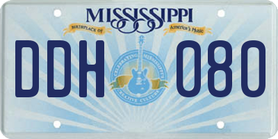 MS license plate DDH080