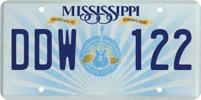 MS license plate DDW122