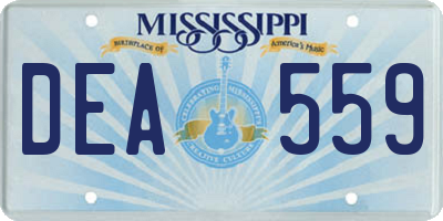 MS license plate DEA559