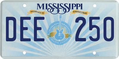 MS license plate DEE250