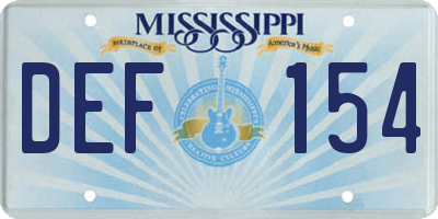 MS license plate DEF154