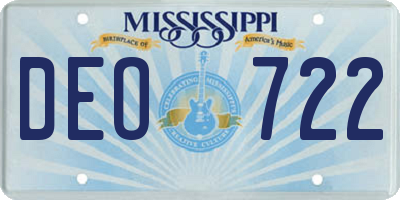 MS license plate DEO722