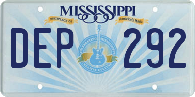 MS license plate DEP292