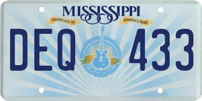 MS license plate DEQ433
