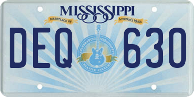 MS license plate DEQ630