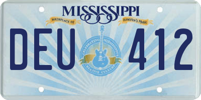 MS license plate DEU412
