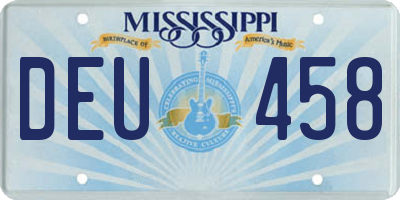 MS license plate DEU458