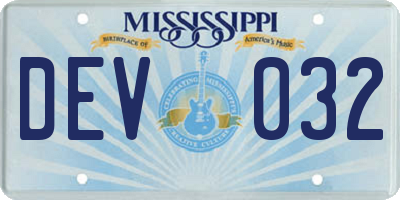 MS license plate DEV032