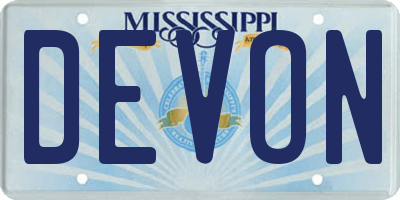 MS license plate DEVON