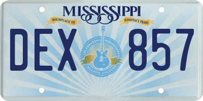 MS license plate DEX857