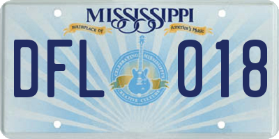 MS license plate DFL018