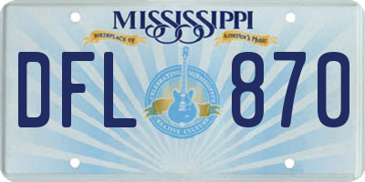 MS license plate DFL870