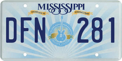 MS license plate DFN281
