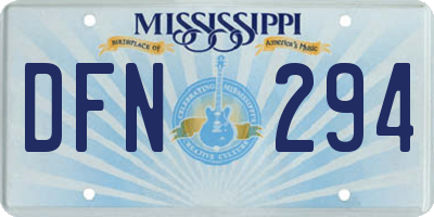 MS license plate DFN294