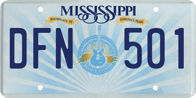 MS license plate DFN501