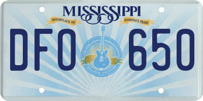 MS license plate DFO650