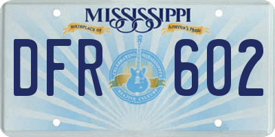 MS license plate DFR602