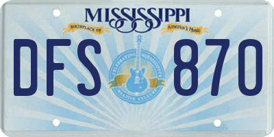 MS license plate DFS870