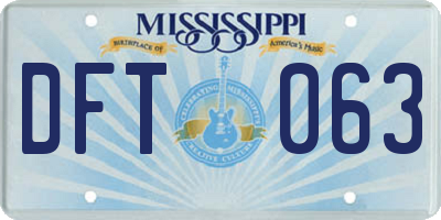 MS license plate DFT063