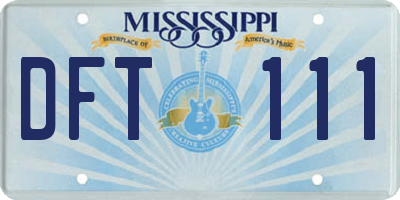 MS license plate DFT111