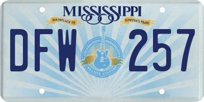 MS license plate DFW257