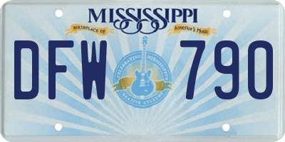 MS license plate DFW790