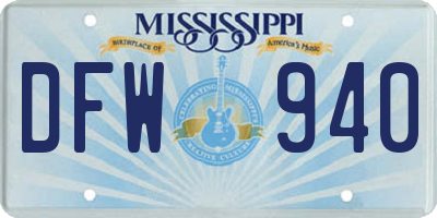 MS license plate DFW940