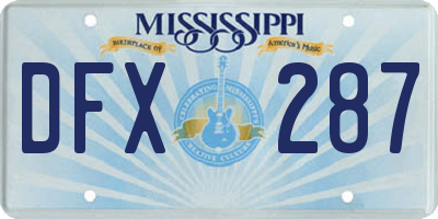 MS license plate DFX287