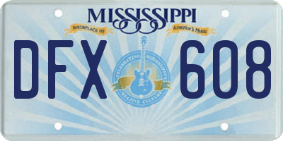 MS license plate DFX608