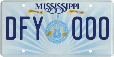 MS license plate DFY000