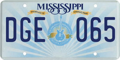 MS license plate DGE065
