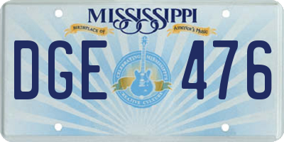 MS license plate DGE476