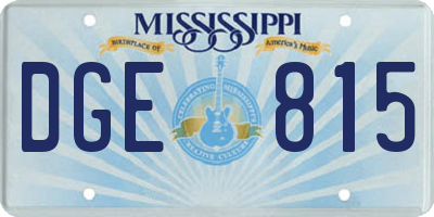 MS license plate DGE815