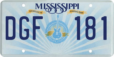 MS license plate DGF181
