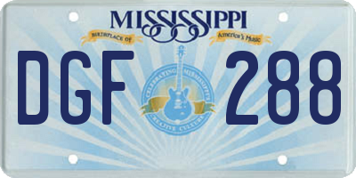 MS license plate DGF288
