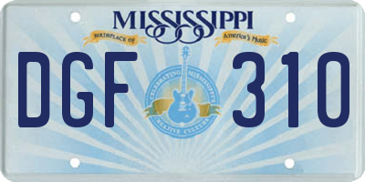 MS license plate DGF310