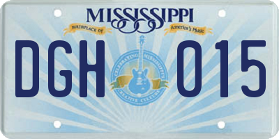 MS license plate DGH015