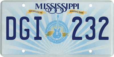 MS license plate DGI232