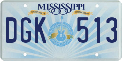 MS license plate DGK513