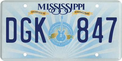 MS license plate DGK847