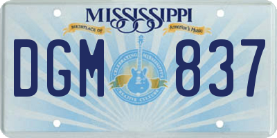 MS license plate DGM837