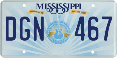 MS license plate DGN467