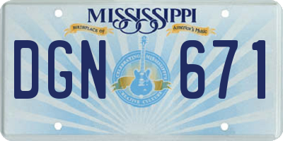 MS license plate DGN671