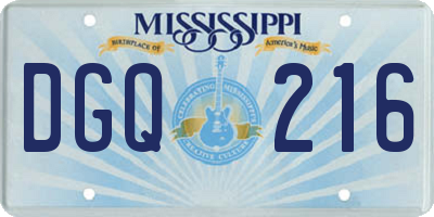 MS license plate DGQ216